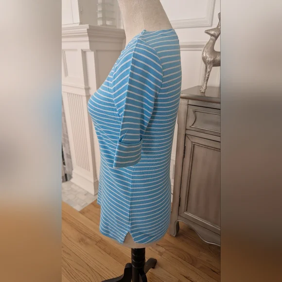 Ralph Lauren Light Blue and White Striped Short Sleeve Top - Picture 3 of 7